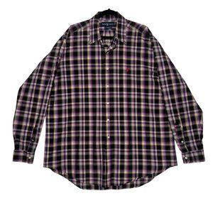 Ralph Lauren Men's XL Classic Fit Plaid Button Down Shirt Purple Navy Oxford